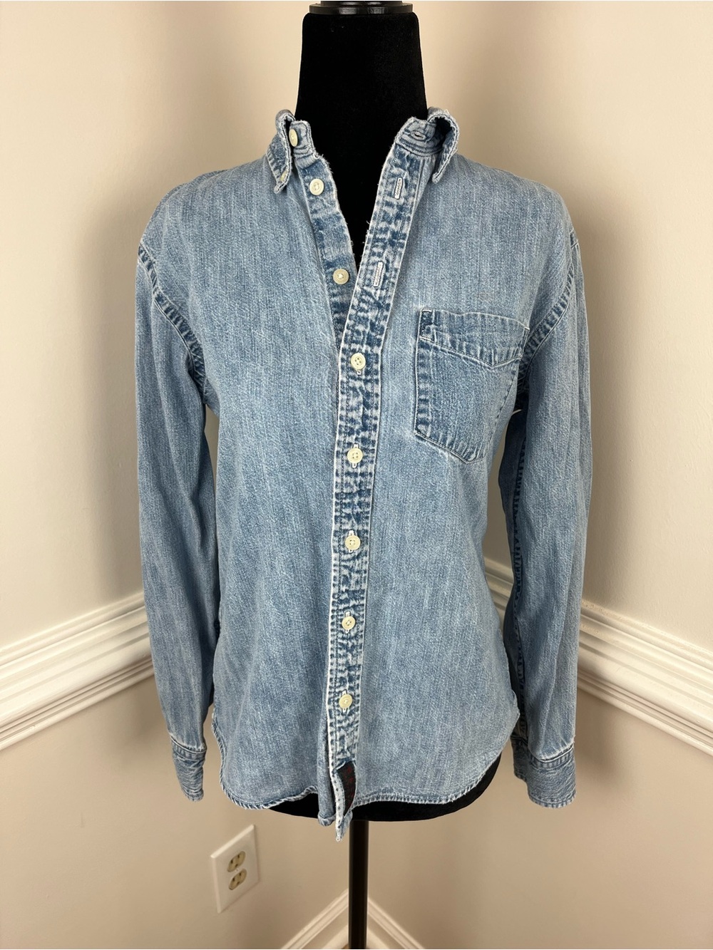 Vintage RALPH Ralph Lauren Denim Chambray Button Down Shirt Blue Size M